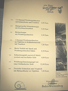 Speisekarte für Slowfood